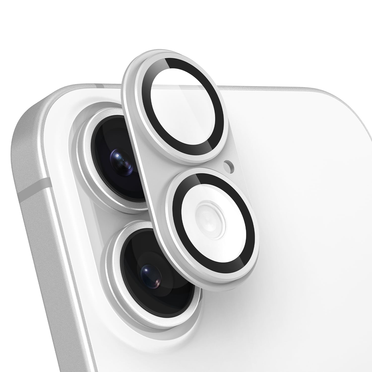 Hohotoon 対応 iPhone17 用の カメラ保護フィルム 薄 一体型カバー アイフォン17 用カメラカバー & いphone17用のレンズカバー、宇宙航空材料 アルミ合金+9H強化ガラス、耐衝撃 ARコーティング 高透過率 露出オーバー防止、粘着性強い、簡単貼り付け 、スマートフォンカメラガード（シルバー）