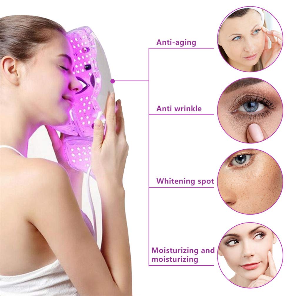 LED Mascarilla Mascara Fototerapia,Mascara Facial Led 7 Colores Terapia De Fotones Para Tratamiento Facial Rejuvenecimiento De Piel Anti Envejecimiento Arrugas