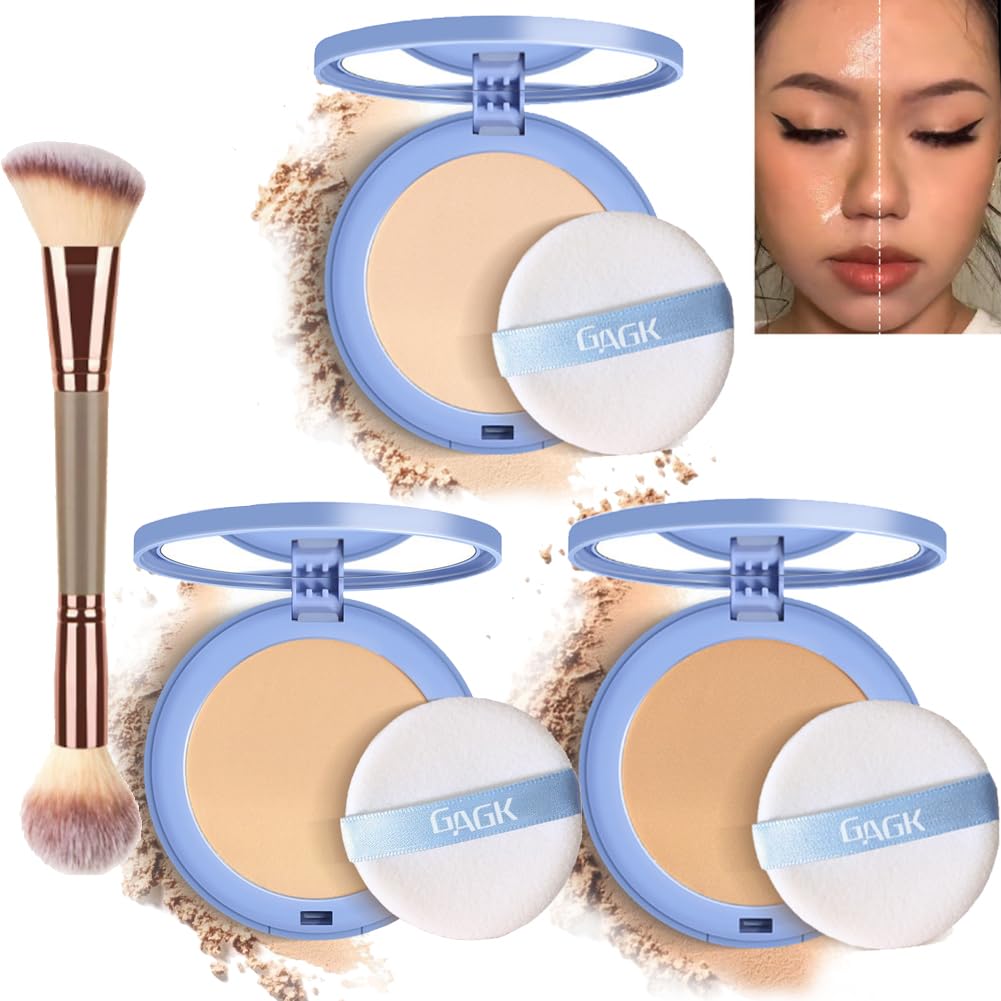 Matte Perfection Pressed Powder, Oil Control Face Powder Lasting Waterproof, Matte Smooth Finishing Powder Compact (#01+#02+#03)