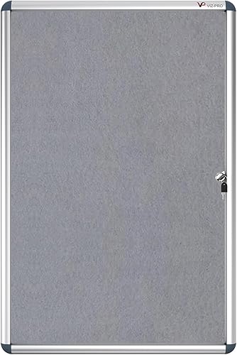 Vista 23 de Viz-pro tablón de anuncios con marco de aluminio clase 1, a prueba de alteraciones, con cerradura, Azul Fieltro azul