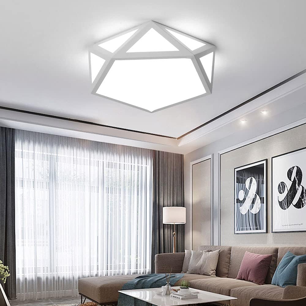 LED Ceiling Light Flush Mount Fixture Geometric Triangle Dimmable 3000k/4000k/6500 Personality Household Master Bedroom Ceiling Lamp