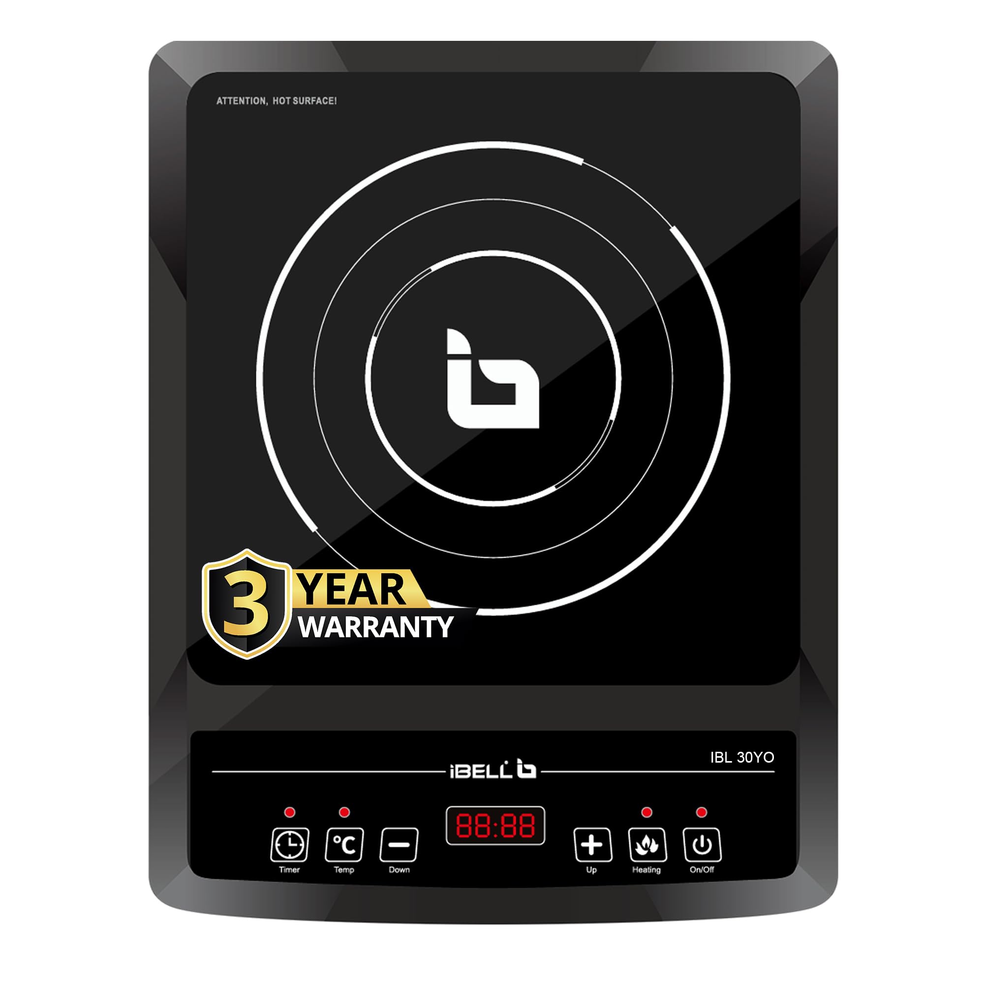 IBELL 30YO Induction Cooktop, 2000W, 3YEAR WARRANTY, Auto Shut Off, Overheat Protection [Black]