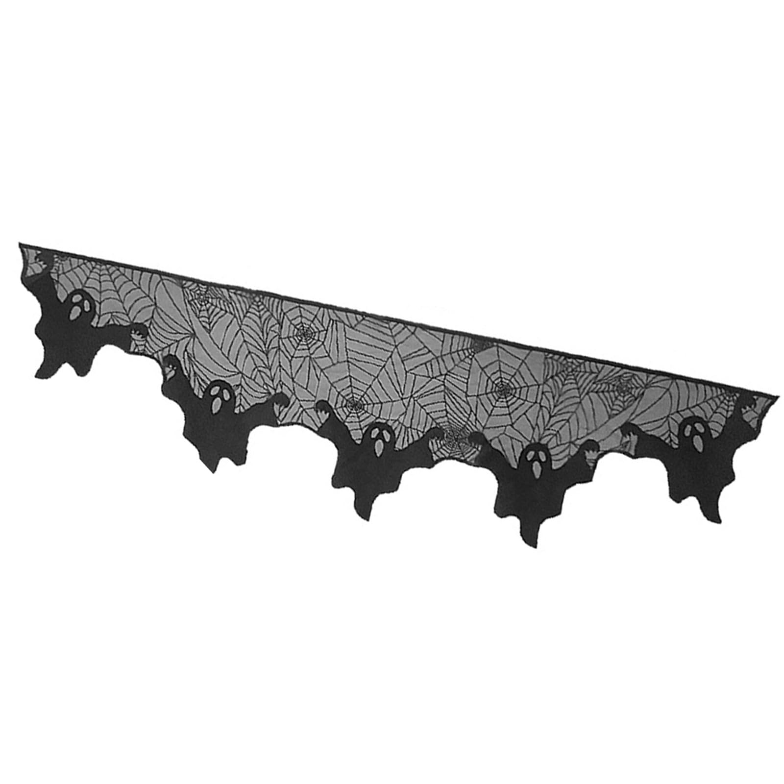 Tsophreniq Mantel Scarf Tablecloth Halloween Interior Decoration Web Accent Table Cloth Table Runner Black Polyester Runner