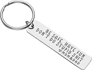 SCUARI Key Chain,Car Accessories Car Key Chain,Teens New Driver Stamped Stainless Steel Keychain,Be Safe Have Fun,Don't Do...