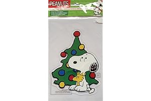 Peanuts Snoopy and Woodstock Christmas Tree Window Gel Cling 7" H x 5.5" W
