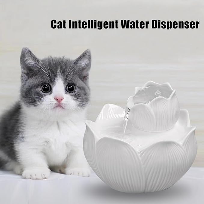 Fuente de Agua Inteligente para Gatos, Cerámica, Blanca, 1.3 L miniatura 4