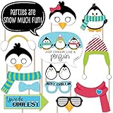 Big Dot of Happiness Holly Jolly Penguin Christmas - Holiday Photo Booth Props Kit - 20 Count
