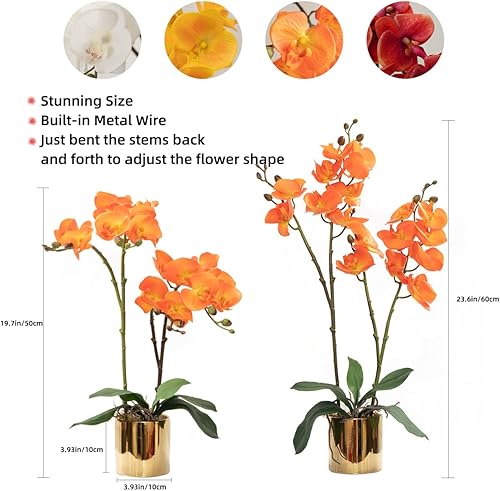 Miniatura 9 de CXGS Flores artificiales de orquídeas con florero flores de tacto real orquídeas sintéticas para centros de mesa plantas de orquídea vívida