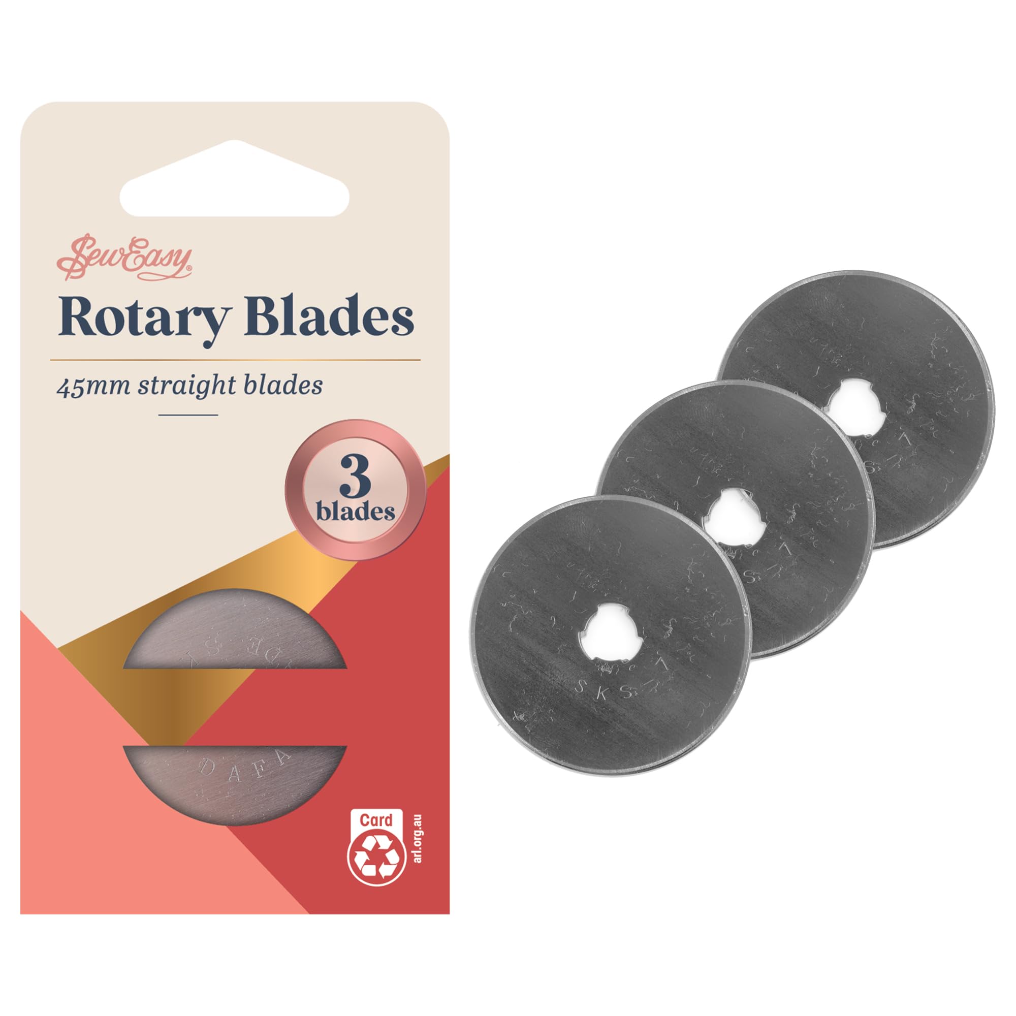 Sew Easy Rotary Cutter Blades – 3 x 45mm Straight Edge Extra Sharp Quilting Sewing Dressmaking Patchwork Rolling Cutter Blade