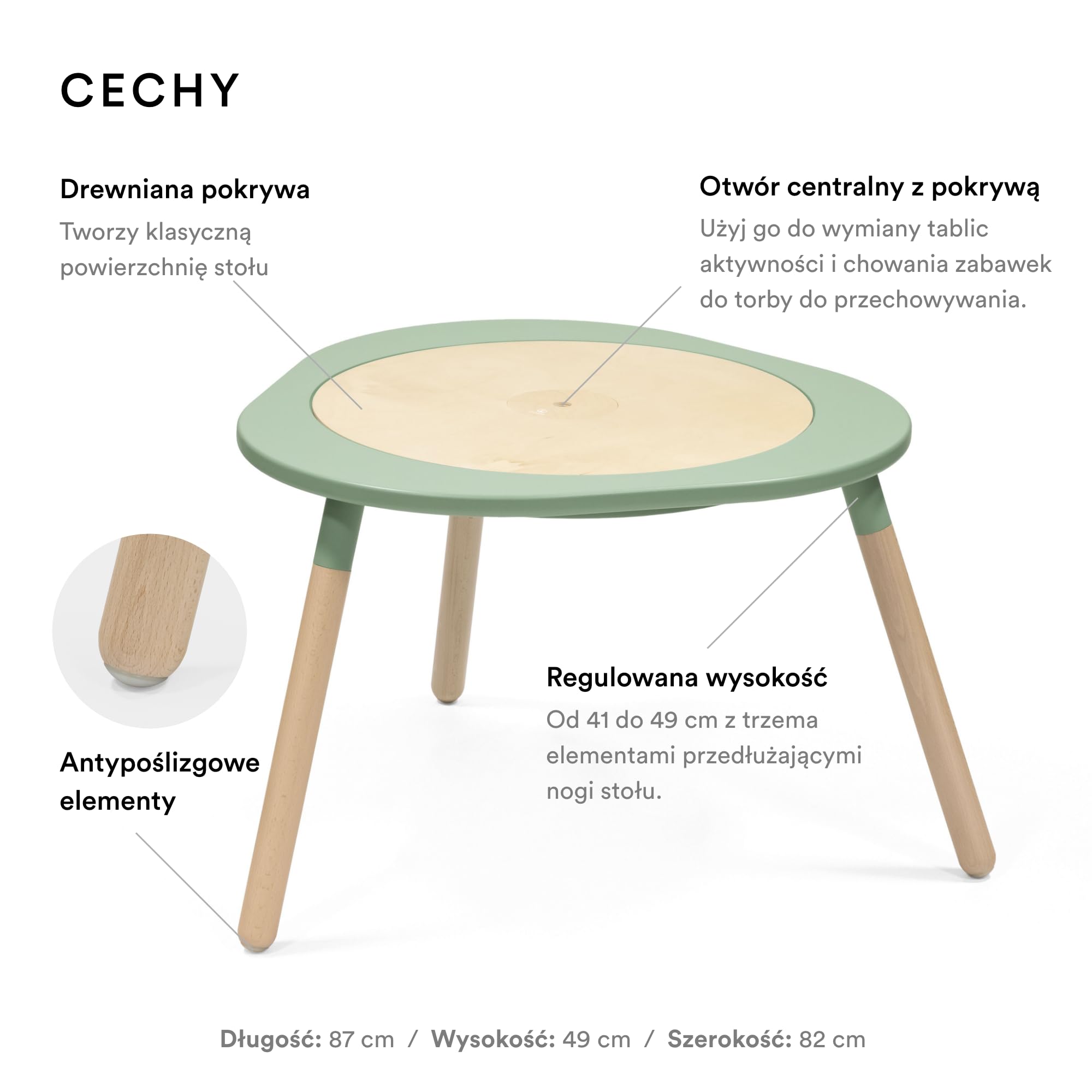 Stokke MuTable, Clover Green - Redesign 2023 - Wielofunkcyjny stół do zabaw dla dzieci - zawiera trzy dwustronne plansze zabaw - dla dzieci w wieku od 18 miesięcy do 8 lat