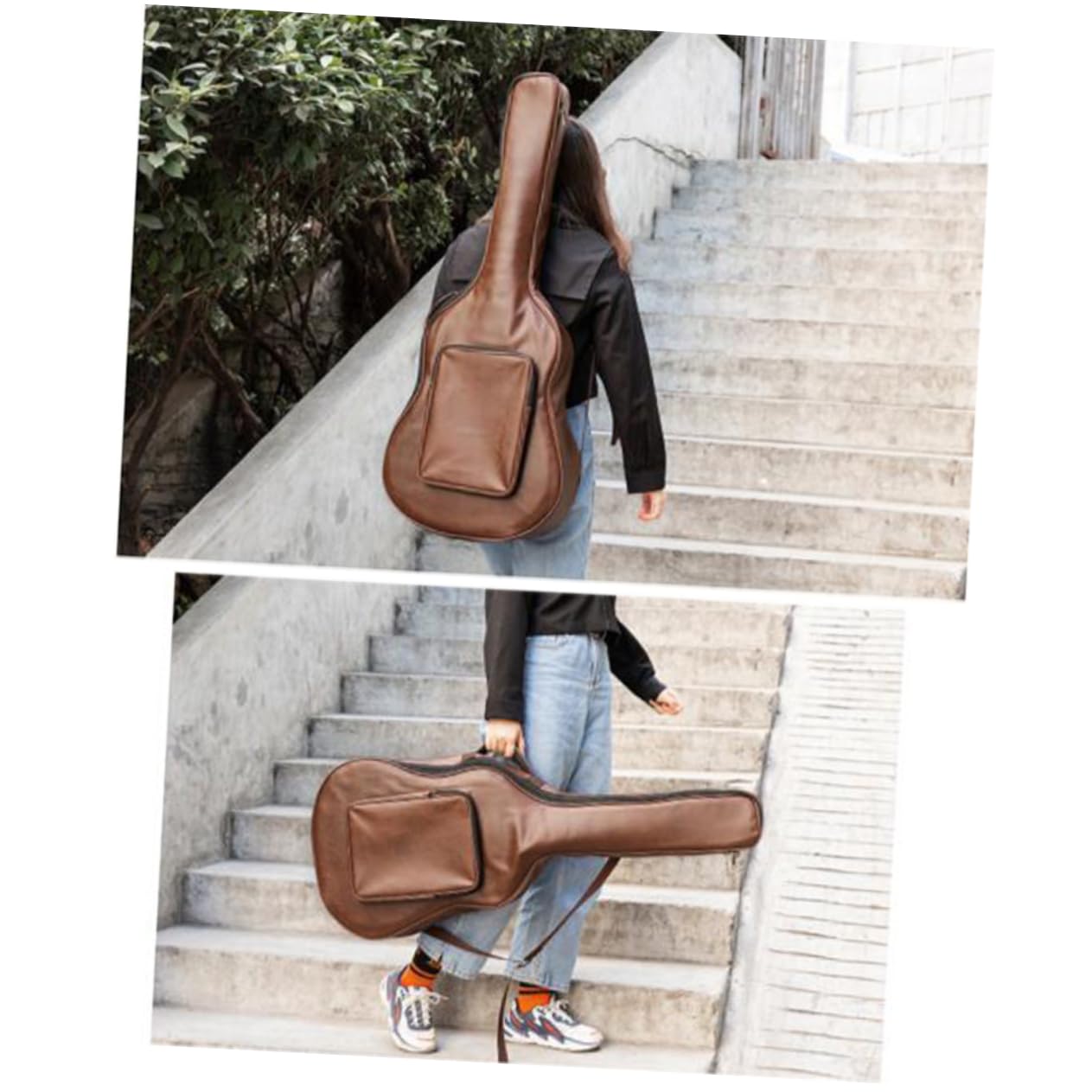 HANABASS Fashion Acoustic Guitar Bag 41inch Double Shoulder Strap Hard Case Brown Gig Bag for Folk Guitarra Stringed Instruments Package Waterproof