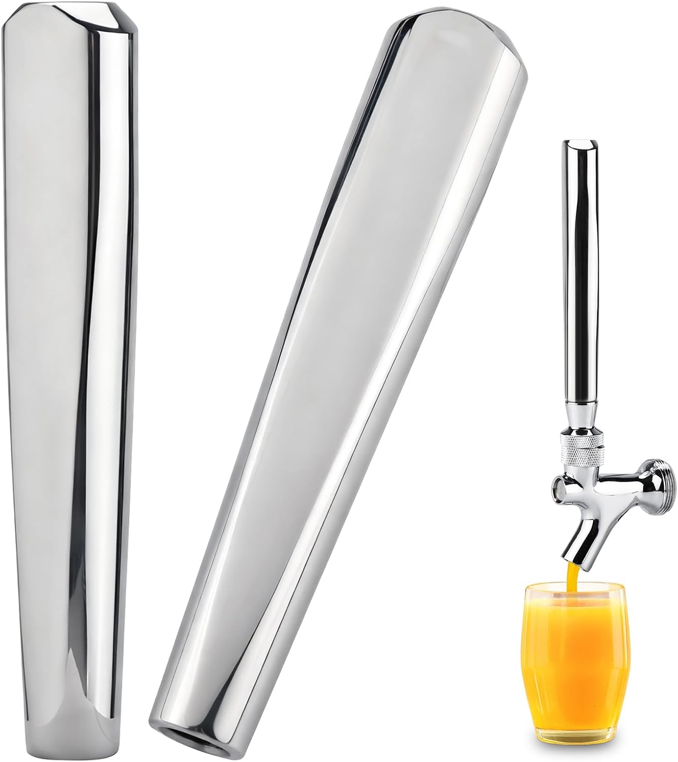 HighFree 2 PCS Beer Keg Tap Handle, 304 Stainless Steel Beer Faucet Handle, Standard American 3/8" Thread Kegerator Tap Handle for kegerator Tower for bar