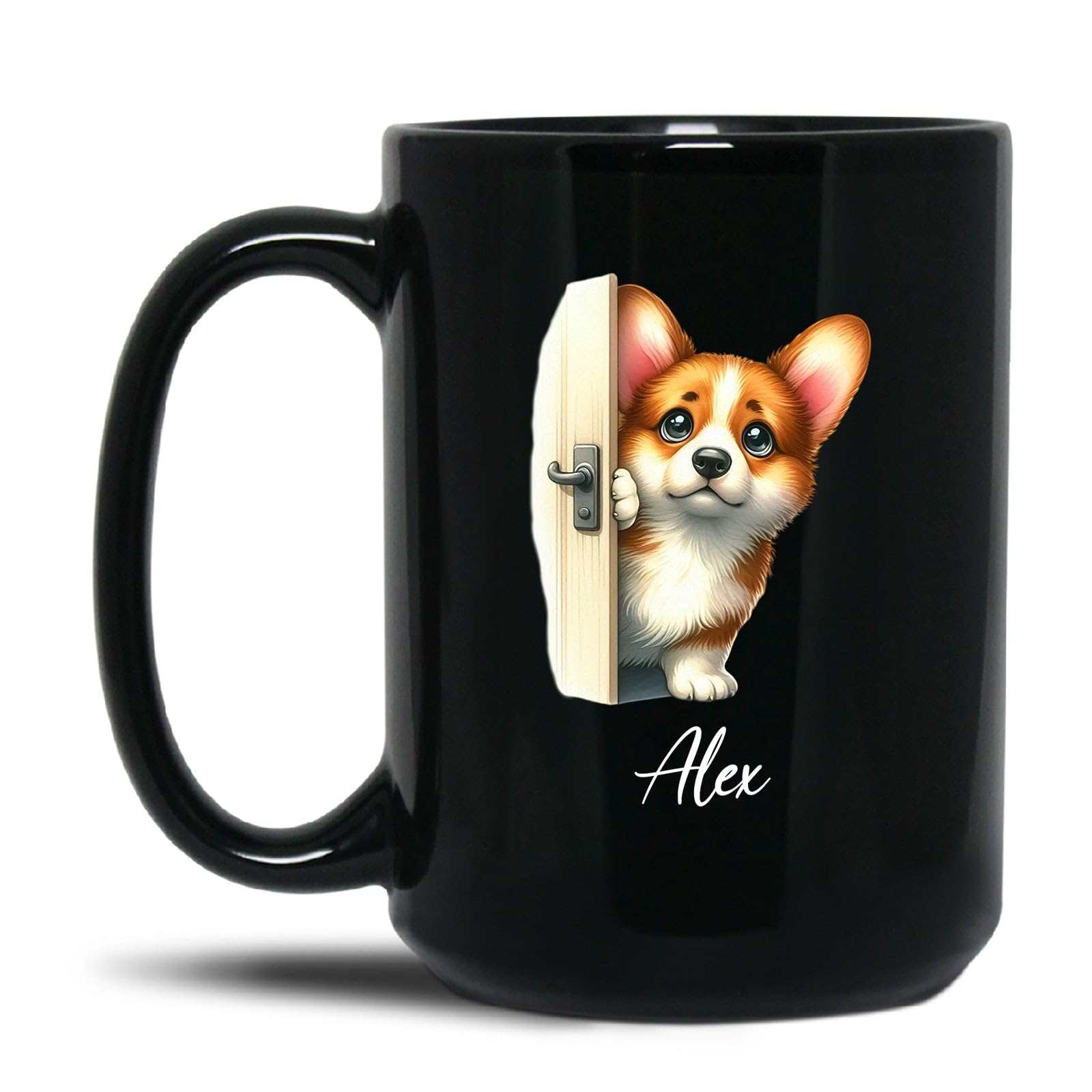 Personalized Pembroke Welsh Corgi Ceramic Mug, Dog Travel Cup, Customized Name Pet Cup, Black Tea Mugs 11oz or 15oz, Pembroke Welsh Corgi Peeking Mug, Custom Pembroke Welsh Corgi Coffee Cup
