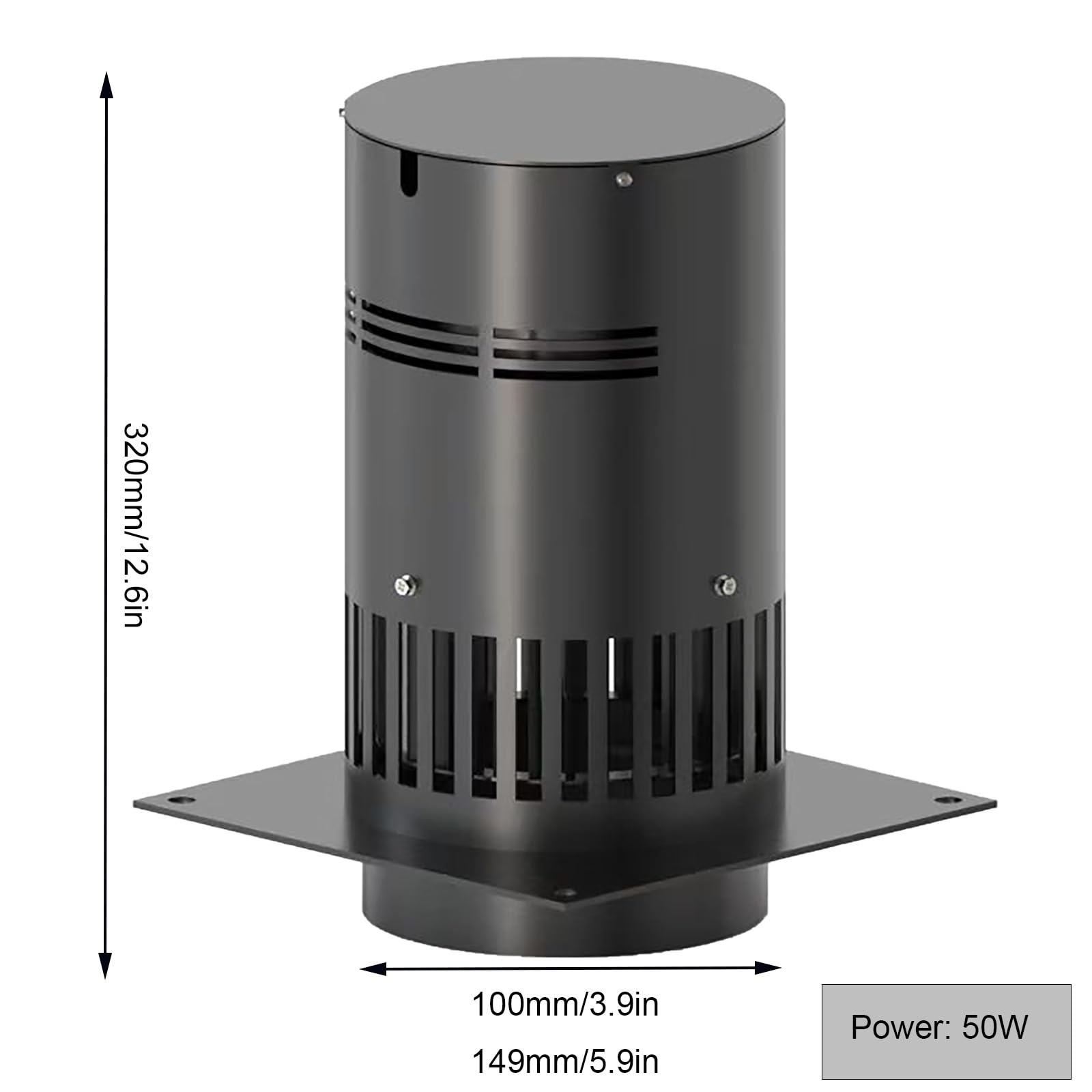 Coperchio Comignolo, Aspiratore per Camino per Canna Fumaria Tonda Professionale da Tetto Aspirafumo Elettrico Tiracamino Tirafumo Comignolo, Camino Base Circolare(100mm/3.9in)