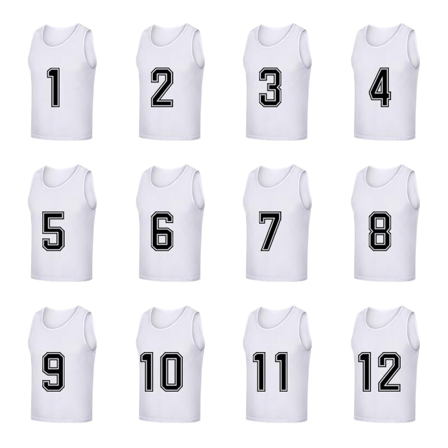 Saaifuu Set of 12 (1-12) Numbered Pinnies/Scrimmage Vest/Team Practice Jerseys for Children Youth Adult