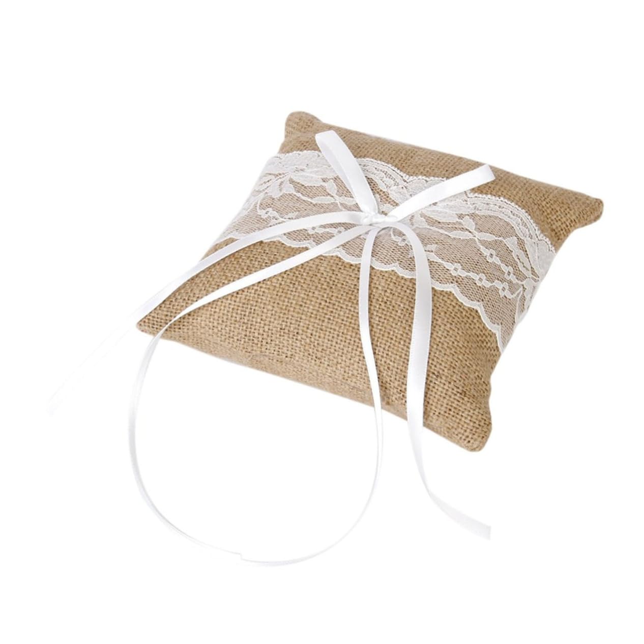 Ciieeo Set Di 2 Cuscini Portafiori in Iuta E Pizzo Da 6 Per Decorazioni Rustiche Da Matrimonio in Stile Country.