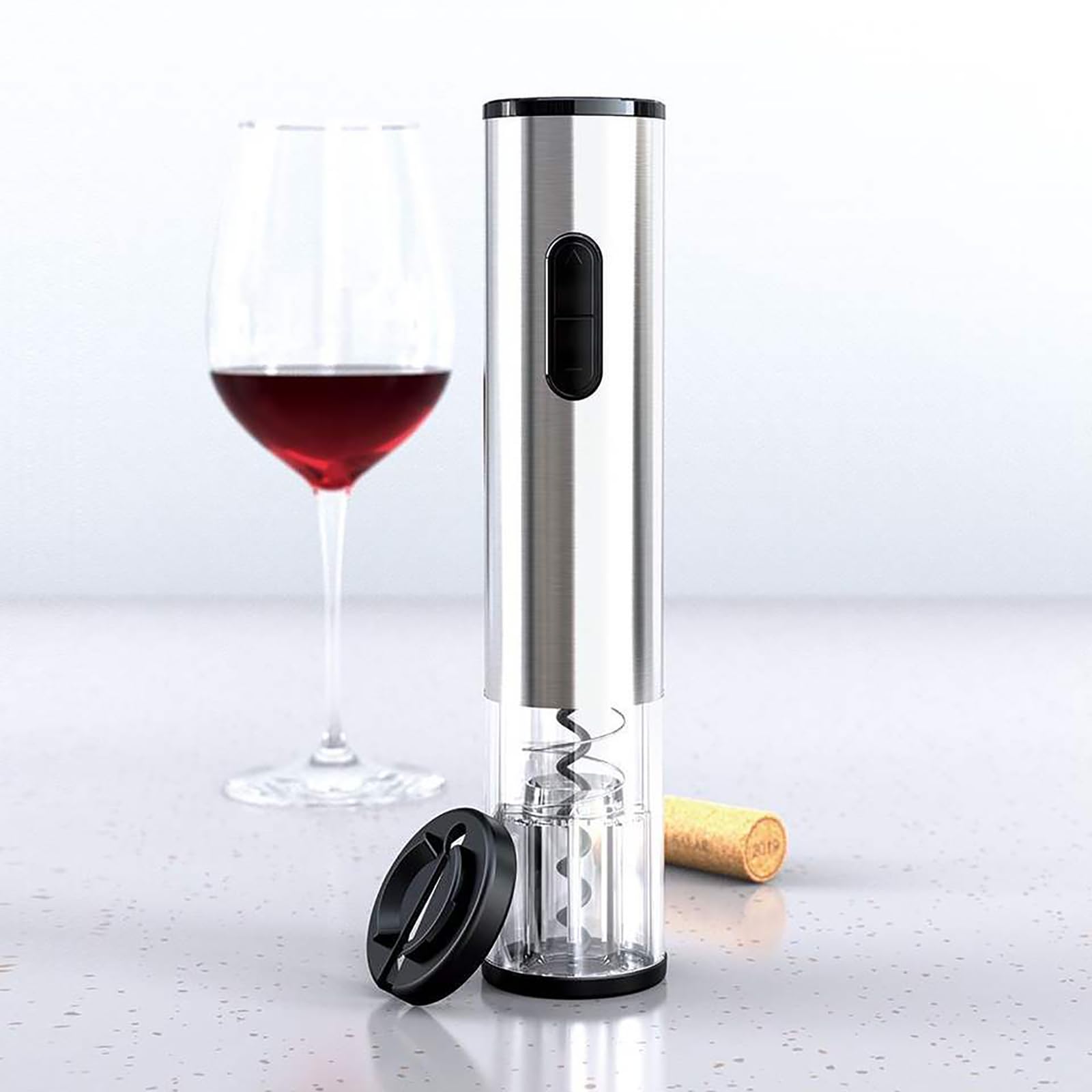 Abridor de vino eléctrico, con cortador de aluminio, abridor de vino reutilizable de acero inoxidable recargable, para fiesta en casa, bar, al aire libre, fiesta, restaurante y catering, regalo para
