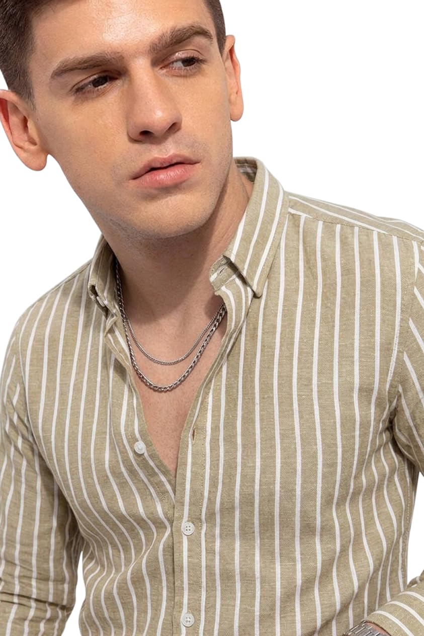 zombom Men's Vertical Striped Shirt for Men | Full Sleeve Slim Fit Cotton Blend Shirt | Stylish Formal-picture-46