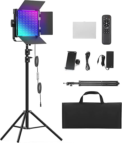 Miniatura 9 de Paquete de 2 luces de fotografía RGB, luces LED bicolor de estudio profesionales, de 50 W, 2300 K  8500 K, luces fotográficas regulables para