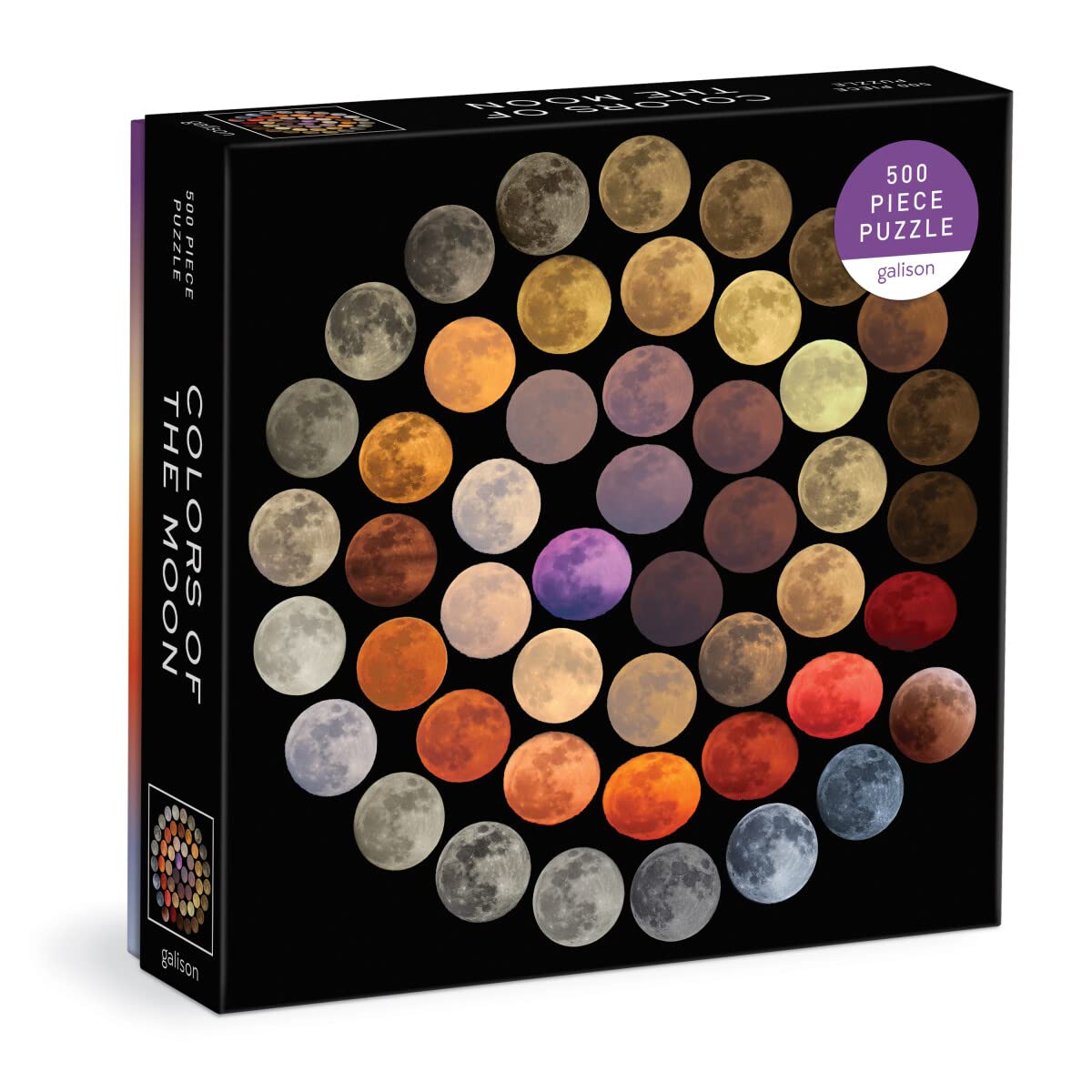 Galison 9780735374942 Colours of the Moon Jigsaw Puzzle, Multicoloured, 500 Pieces, 20'' x 20''