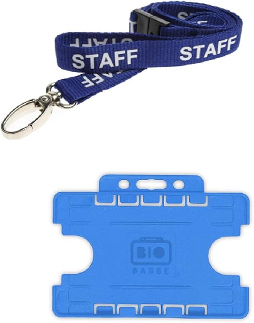 ID Card It ID Badge Card Pass Holder Blue Double Sided and Staff Neck Strap Lanyard with Safety Breakaway and Metal Lobster Clip for Work, School, Office Accessories, Nurses - NHS Blue