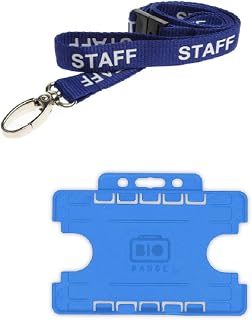 ID Card It ID Badge Card Pass Holder Blue Double Sided and Staff Neck Strap Lanyard with Safety Breakaway and Metal Lobster Clip for Work, School, Office Accessories, Nurses - NHS Blue