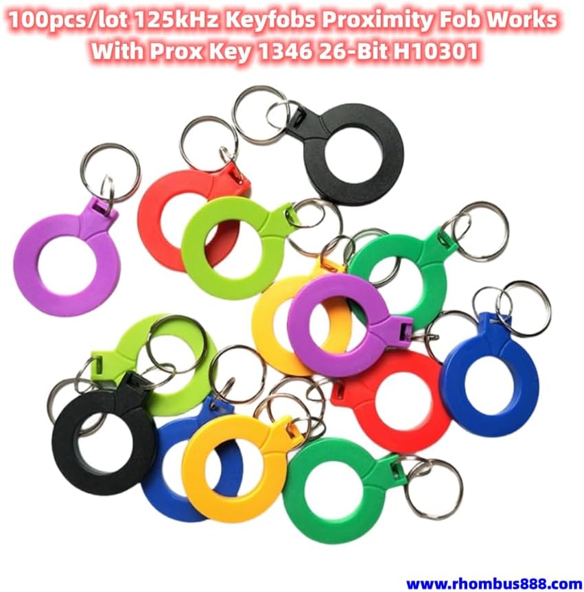 100pcs 125KHz Keycards Prox Card 26-Bit H10301 Key fob Program Facility Code (UID-010-Black)