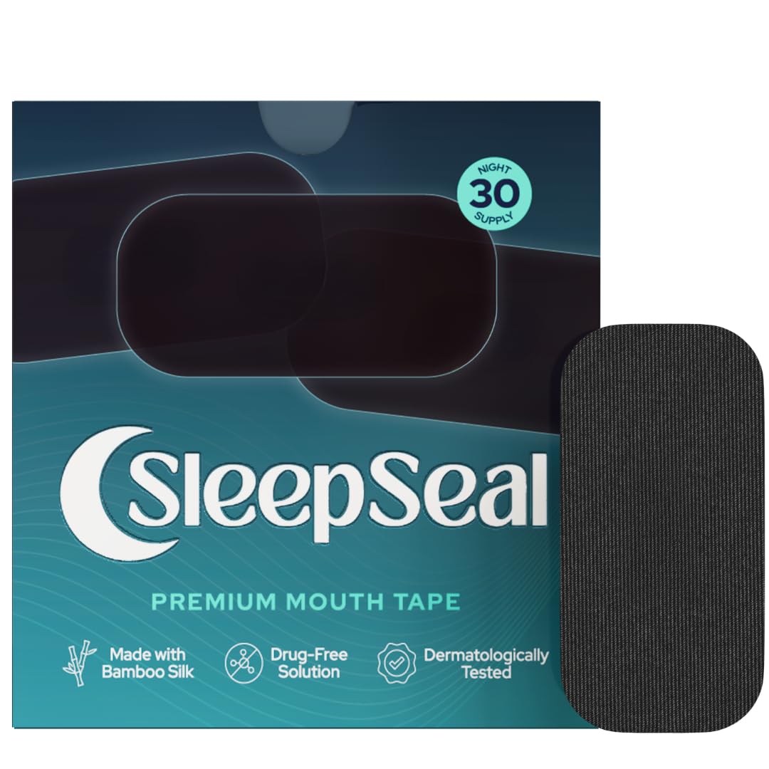 SleepSeal Mouth Tape for Sleeping - Made from Sustainable Bamboo Silk, Hypoallergenic & Dermatologically Tested Sleep Tape – Snoring Aid Solution, Improves Nasal Breathing – 30 Night Supply