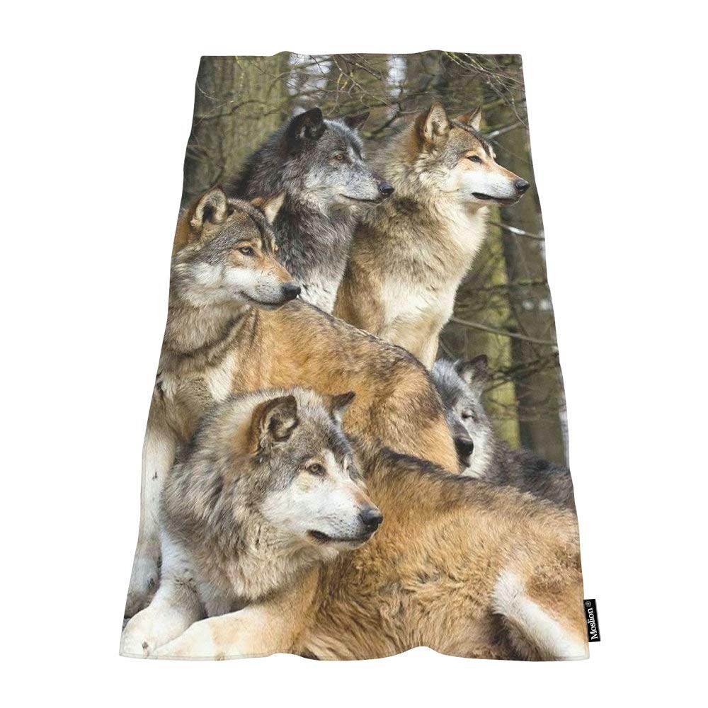 Moslion Soft Bath Towels Groups of Wolfs Wild Animal Design Comfy Bathing/Beach/Camping Towel for Women Men Girls Boys Large Size 64x32 Inches