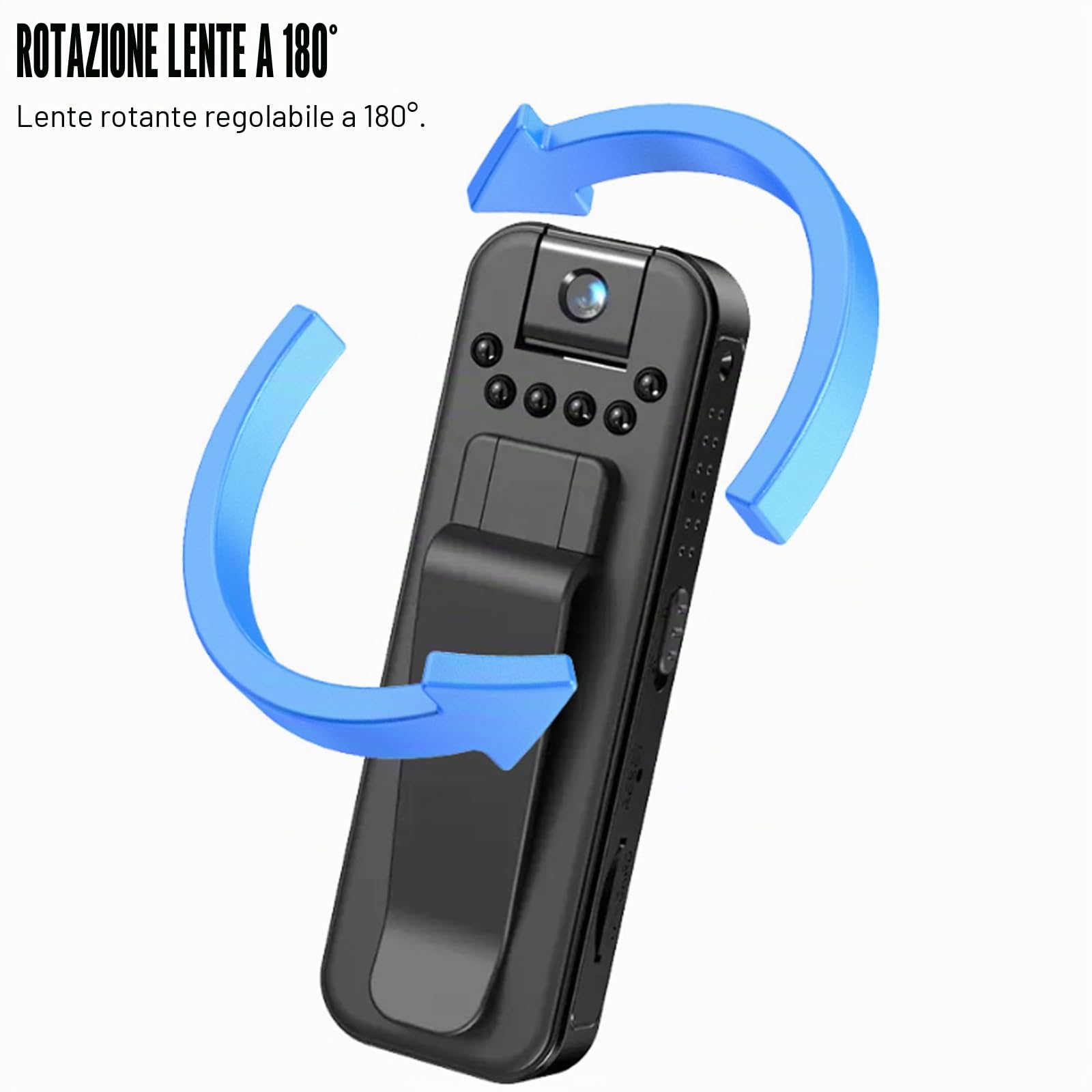 Mini telecamera portatile WiFi 1080P piccola telecamera di sorveglianza corpo con lente girevole a 180°, mini telecamera di sicurezza per interni, sorveglianza esterna, conferenza