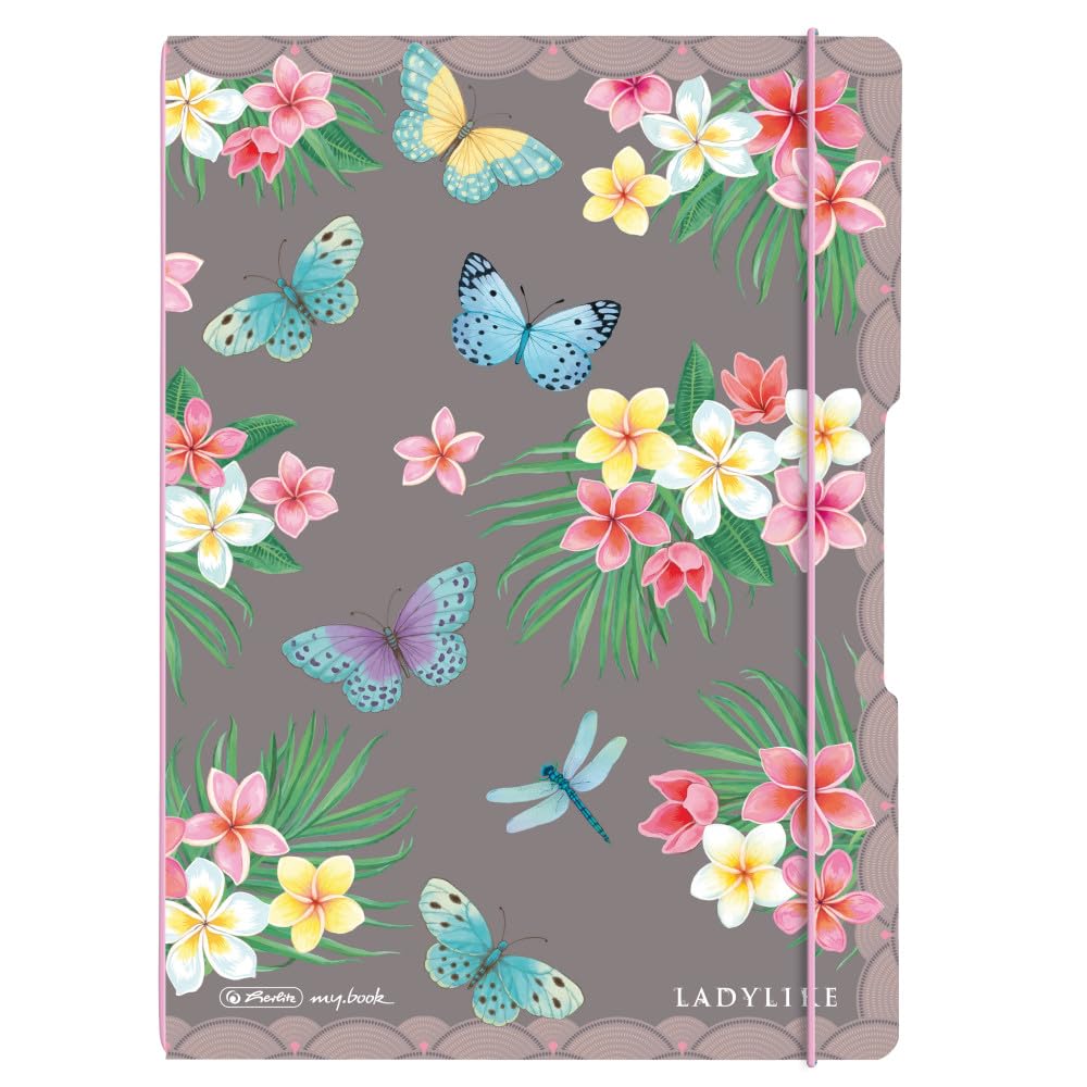 Herlitz Flex Notebook A4 2 x 40 Sheets Squared and Lined Ladylike Butterflies Design
