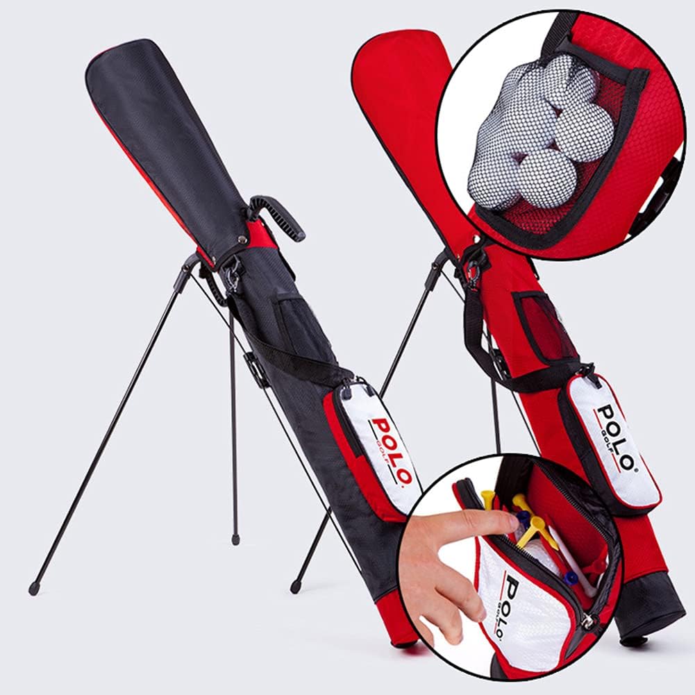 Pitch and Putt Golf Stand Bag Lightweight Portable Golf Sunday Travel Bag Pencil Bag for Men Women, Hold 9 Clubs (Black/Red)