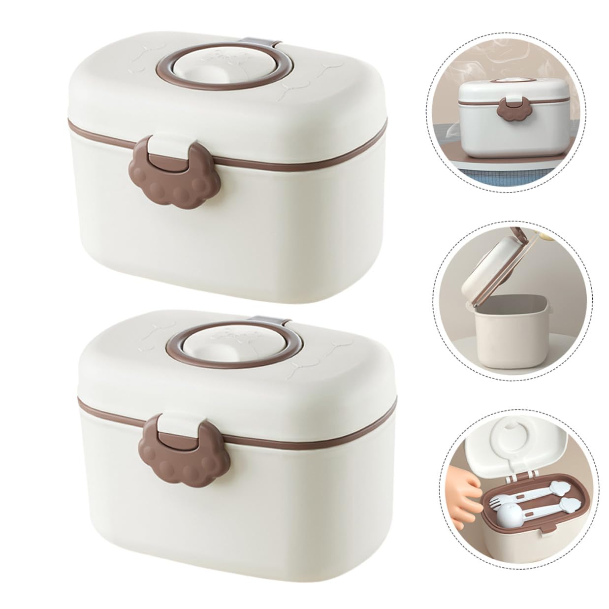 2 pcs Portable Milk Powder Storage Container Double Sealed Plastic Formula Dispenser with Scoop for Travel and Outdoor Food Storage