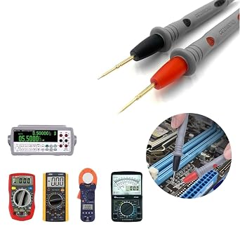 1 Pair Digital Multimeter Test Probes – 1000 V. 10 A Electrical Measuring Cables with Needle Tips – Durable Testing Accessories Compatible with Clamp Meters and Home Workshop Diagnostics