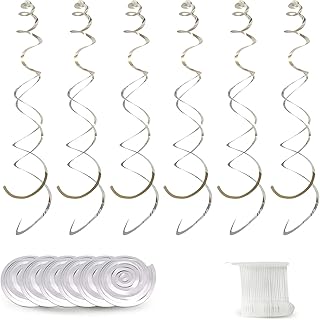 30 Pieces Silver Hanging Swirl Party Decorations Foil Decorations Ceiling Swirl Spiral Hanging Plastic Streamer for Ceiling Birthday Graduation Wedding Celebration Baby Shower Party Supply