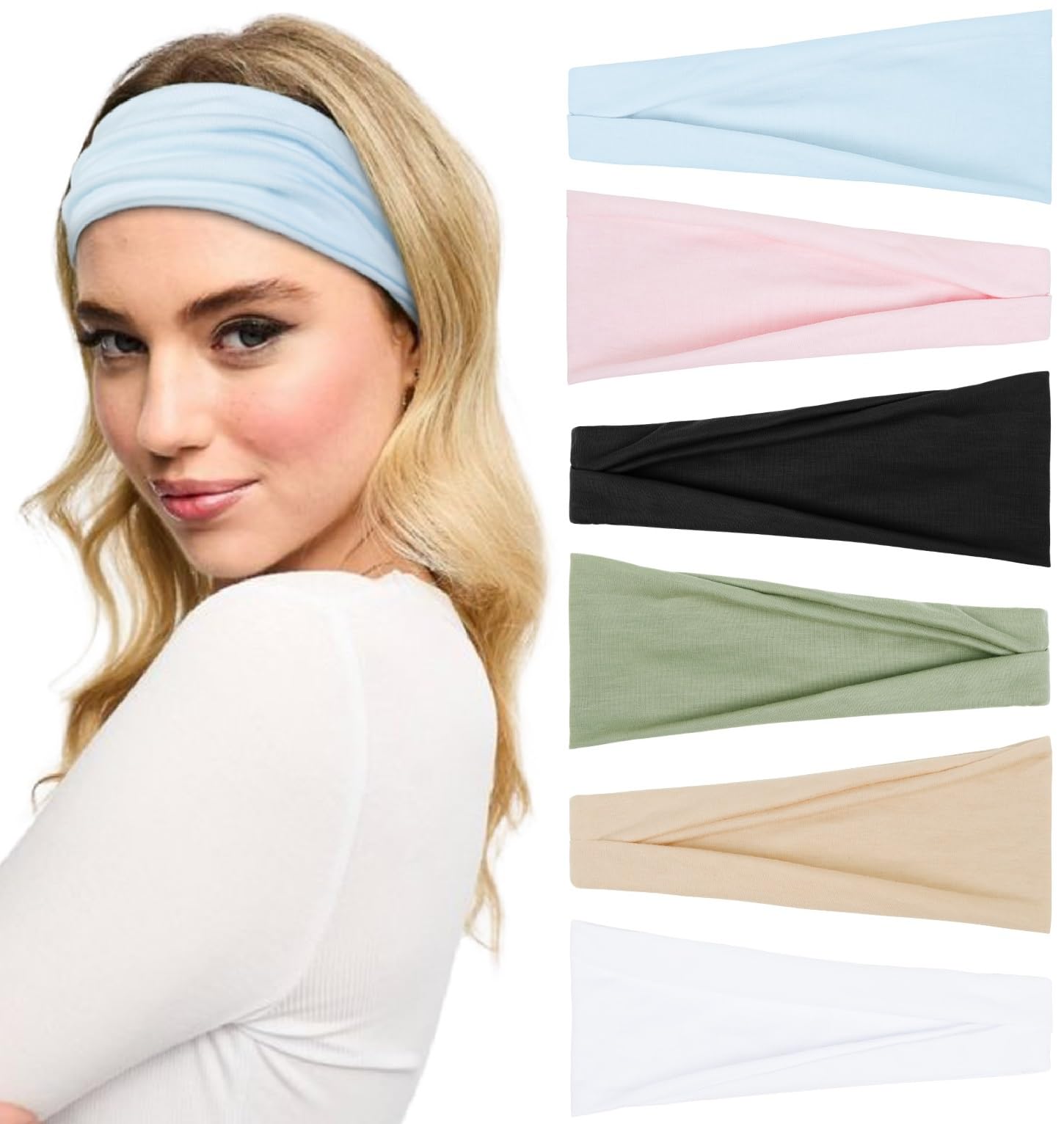 Huachi Headbands for Women Non Slip Women's Fashion Headbands Wide Headbands for Women's Hair Head Band Short Hair for Workout Yoga Sports Exercise Sweatbands Summer Hair Accessories Elastic Hair Band