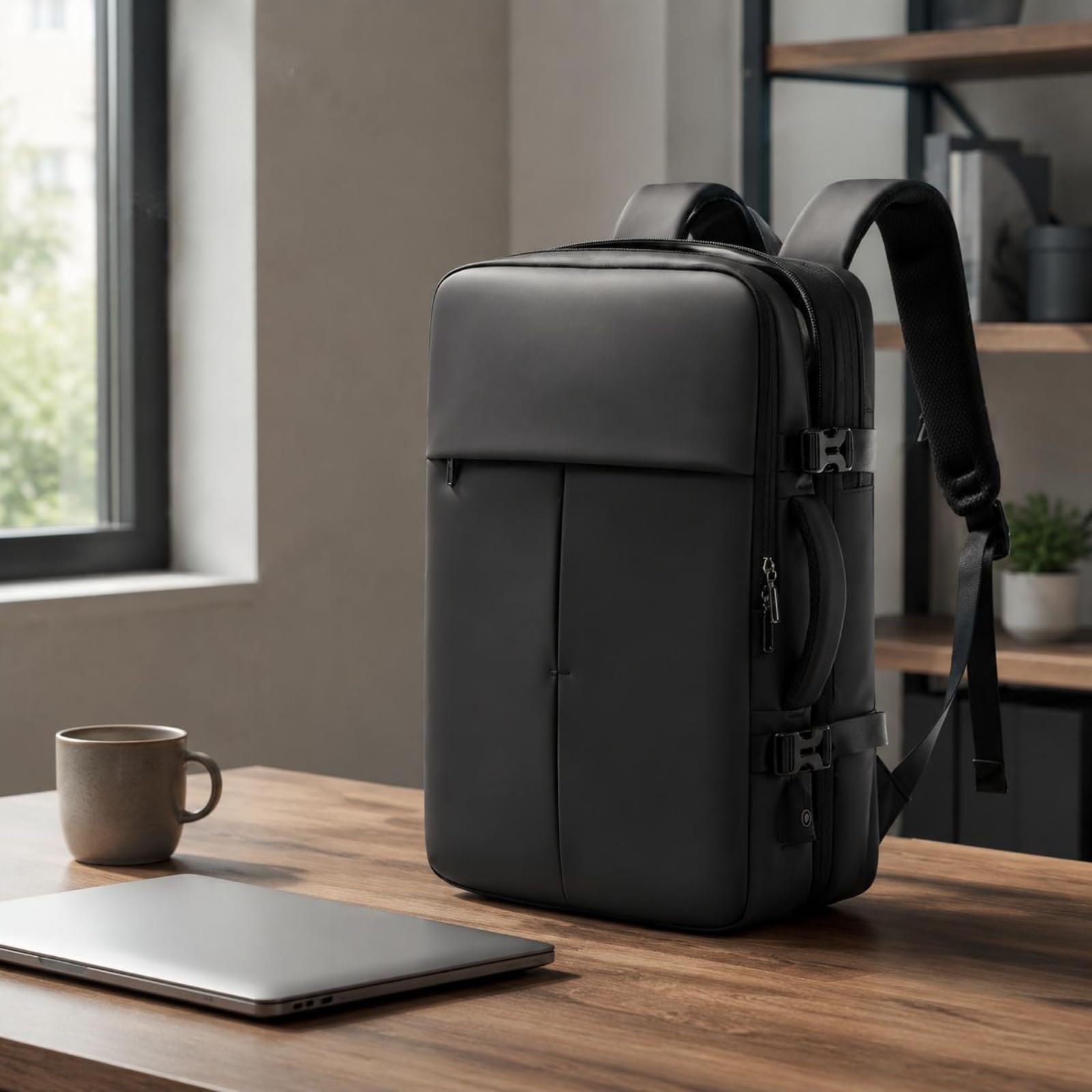 Zaino da Lavoro Uomo Zaino Laptop Zaino Computer Borsa Ufficio Espandibile Impermeabile in Tessuto Oxford con Scomparto Pc Multiple Adatto per Ufficio Pendolarismo Viaggio d'Affari