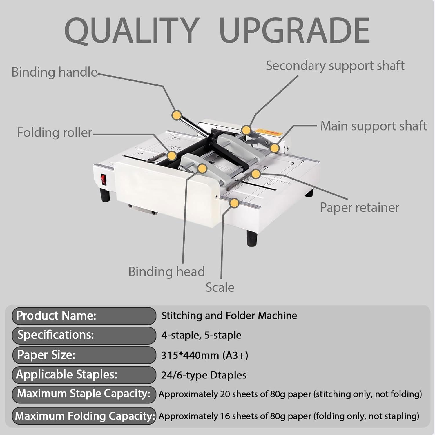 Elektrische Bindemaschine, Multifunktions-Papierhefter für Broschüren, Papiereinzugsgröße 300 x 440 mm, Sichtfenster, manueller Papierfalzer, Heften und Binden