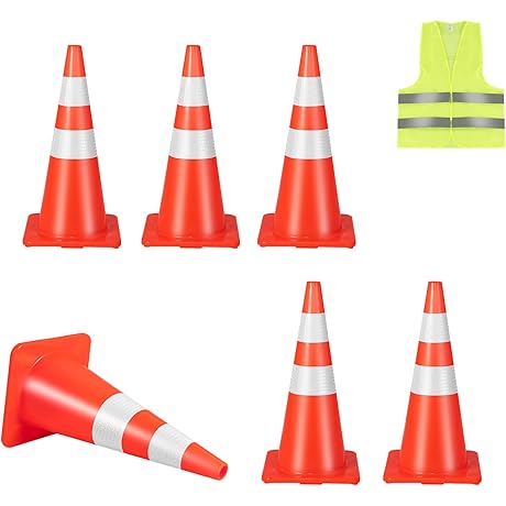 Goplus 28-Inch Traffic Cones, a 6-Pack Solution for Enhanced Visibility
