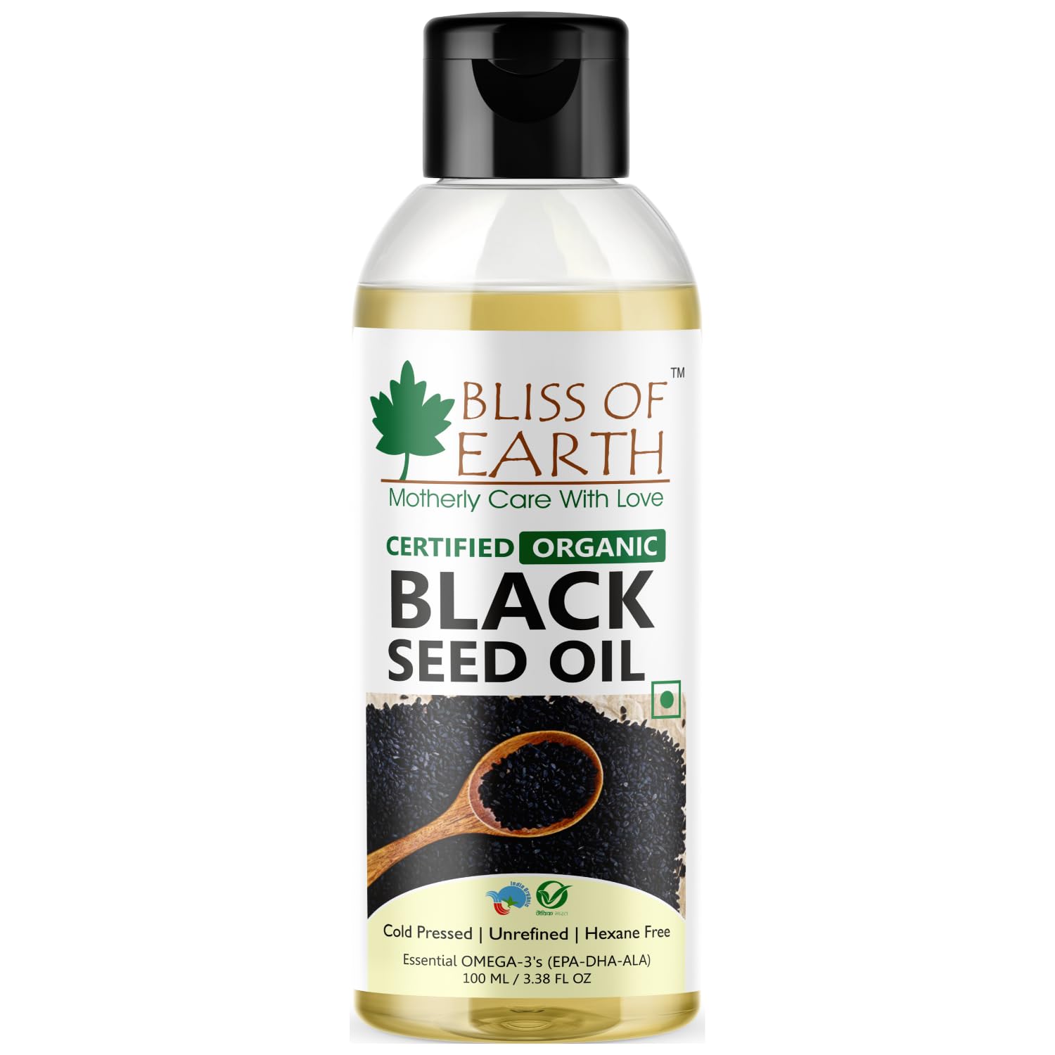 Bliss of Earth Black Seed Oil, Cold Pressed USDA Organic Kalonji Oil for Hair Growth, Black Seed Oil for Skin Care, Digestive Aid & Immune Support, Habbat Al Baraka Oil for Weight Loss – 100ml