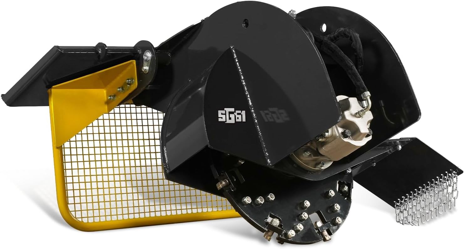 MechMaxx Stump Grinder Attachment for Skid Steer Loader With 34 Carbide Teeth, 18-23 GPM，SG61