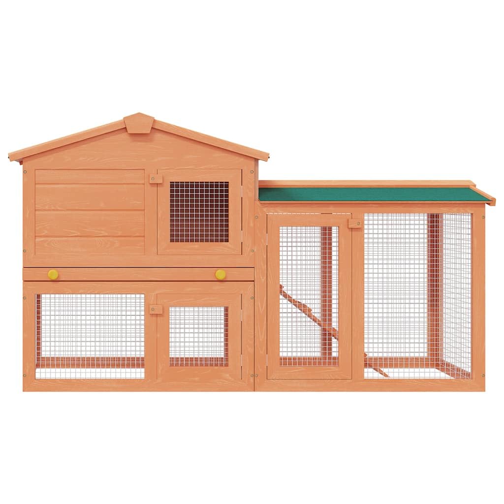 Großer Kaninchenstall aus Holz mit grünem Dach, mehrstöckig mit Drahtgitter, wetterfest und einfach zu reinigen, ideal als Kleintierkäfig für Hasen, Meerschweinchen