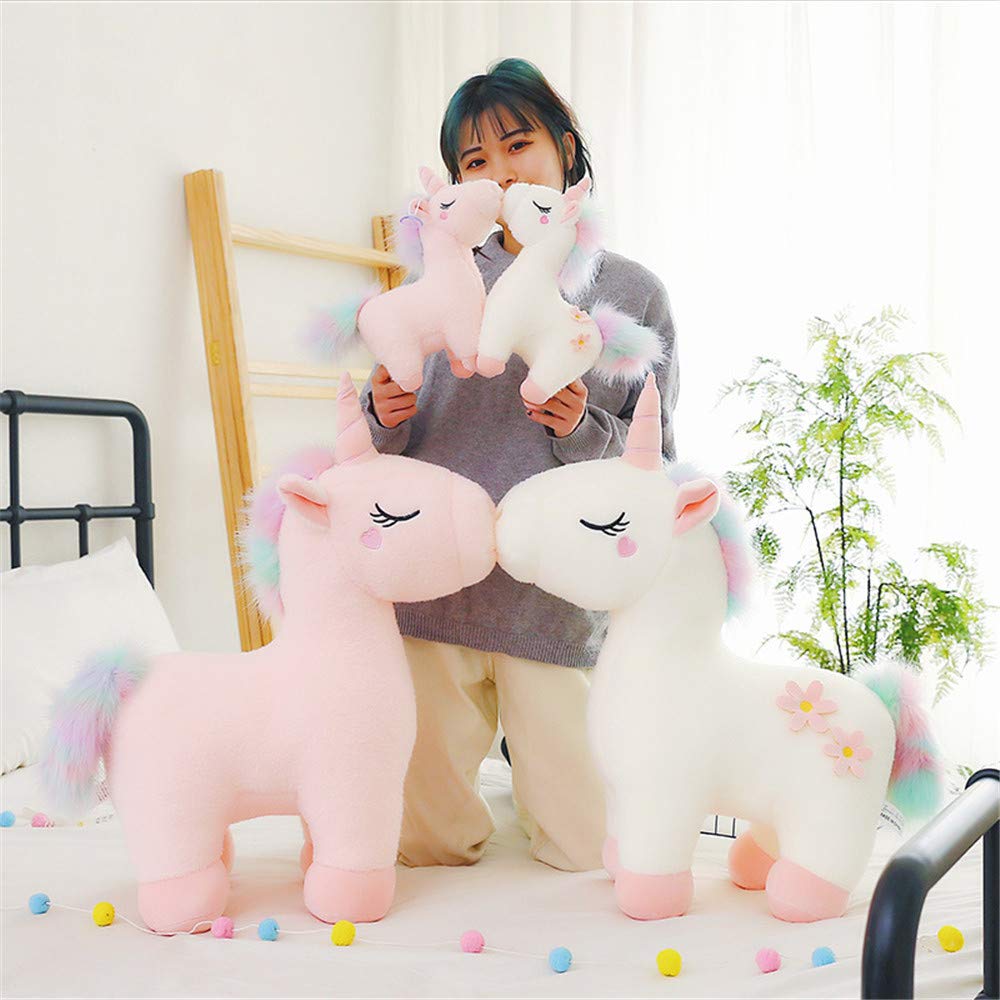 Kuscheliges Plüsch Einhorn mit bunter Mähne Stofftier Plüschtier Kuscheltier für Mädchen (Weiß,70cm)