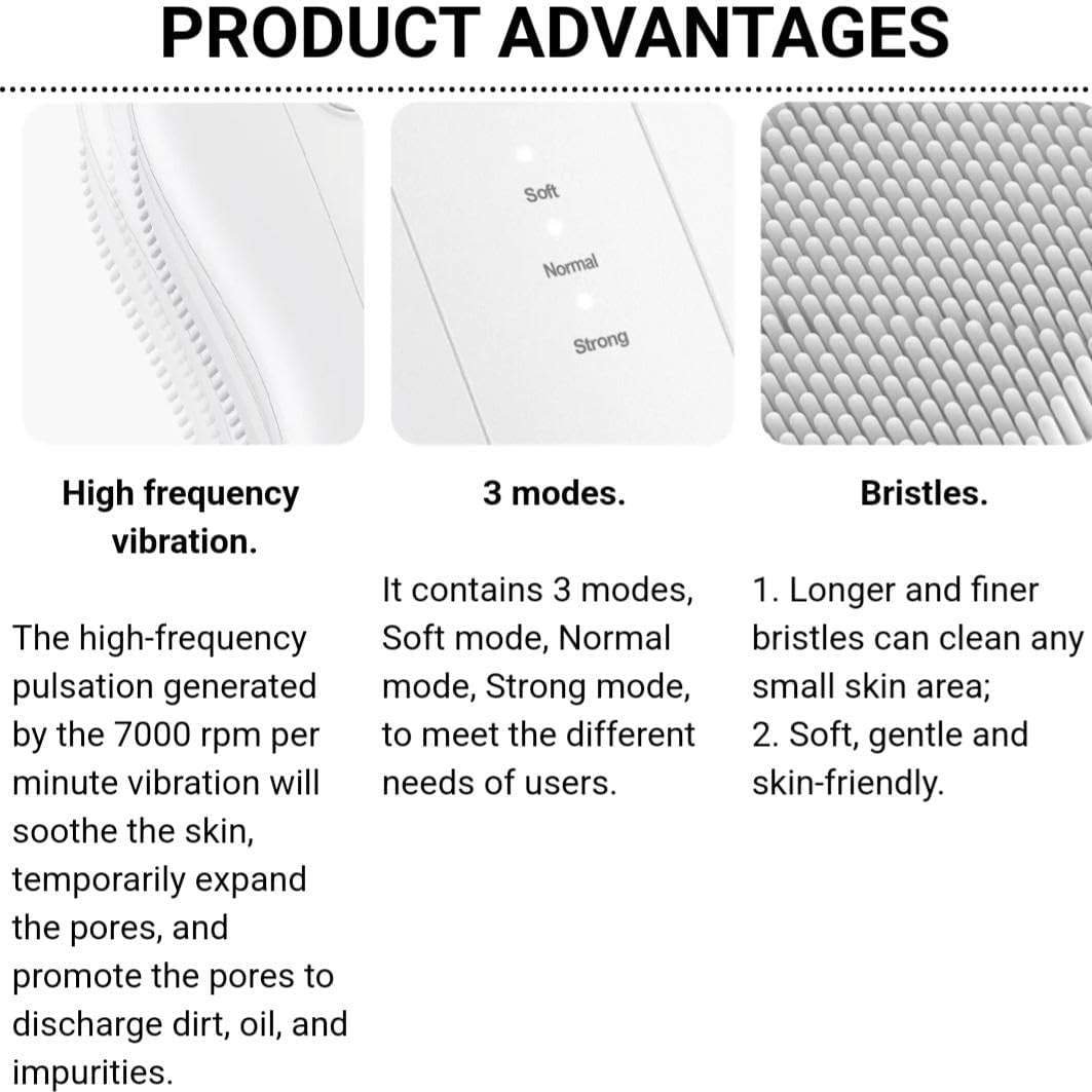 Electric Sonic Body Brush Scrubber, Rechargeable Bath Brush, High-Frequency Pulsation, Clean Body and Face, Waterproof, Exfoliating and Massaging Skin (White Pearl) for Women, Men, Mother Day Gift
