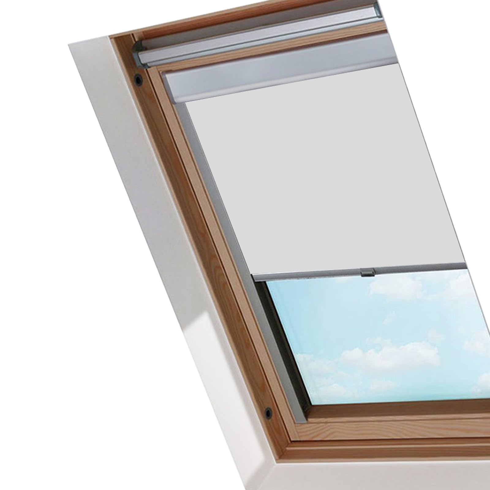 Peviasot Verdunklungsrollo, Dachfenster Rollo mit Bohren, Fensterrollo mit M08 (61,3 * 116 cm), Wärmedämmung und Beschattung, Aluminium-Rahmen, Anti-Spionage und Feuchtigkeitsbeständig, Grau