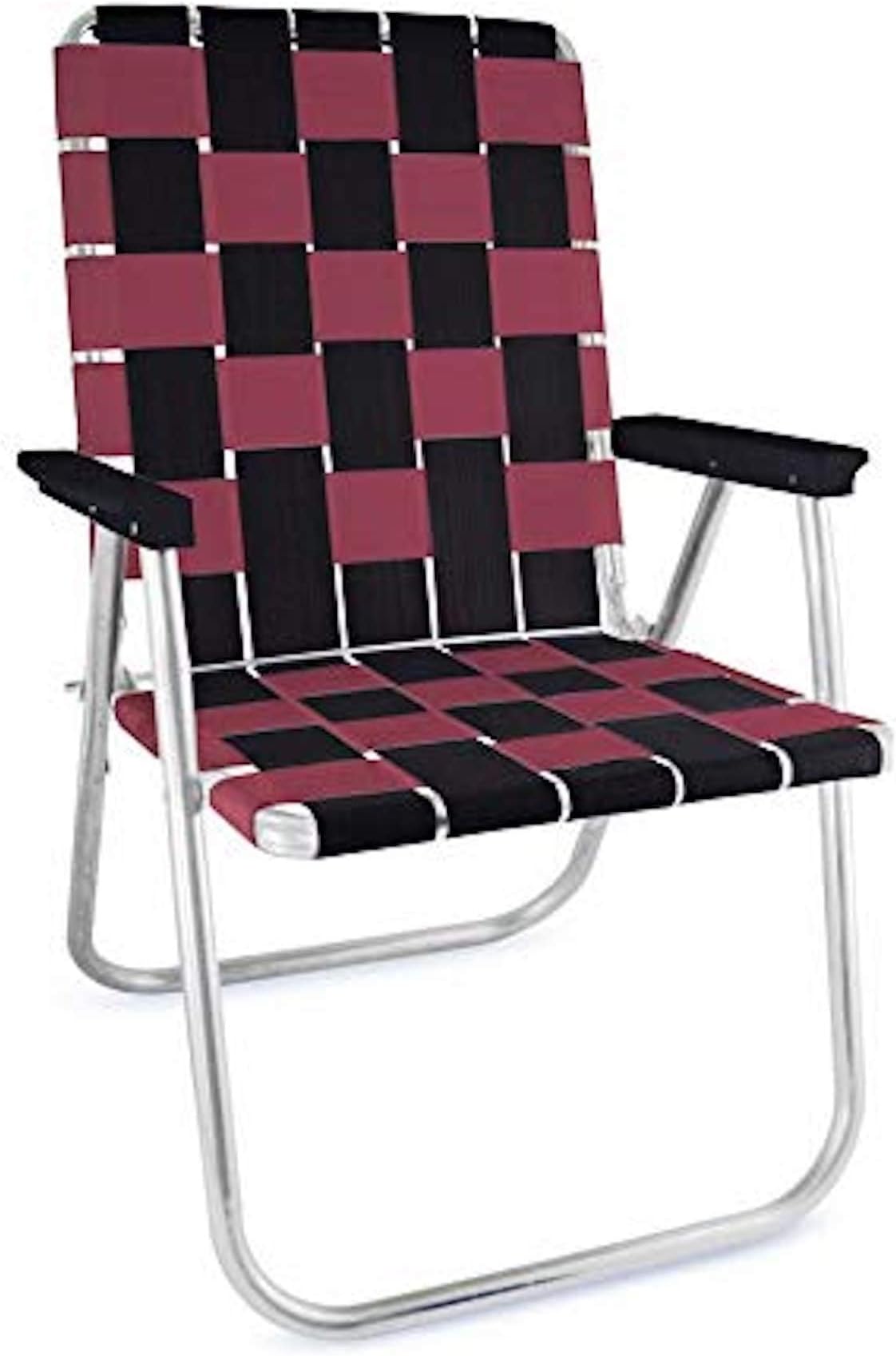 Lawn Chair USA | Folding Aluminum Webbed Chair for Camping, Sports, and Beach | Classic - Black//Burgundy