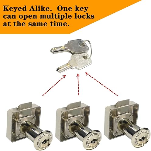 Miniatura 3 de Cerradura automática con lengüeta, puertas de gabinete, cajón, cerradura de armario de seguridad con llaves (con llave similar), puerta doble