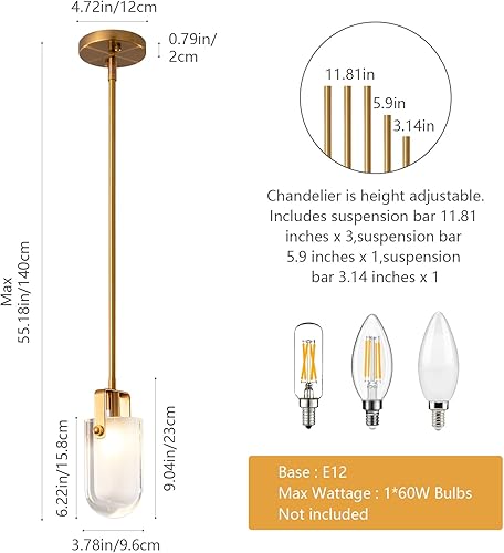 Miniatura 4 de LMQNINE Lámpara colgante dorada moderna lámpara colgante de cristal, mini candelabros de cristal, luces colgantes de cocina, isla de comedor,