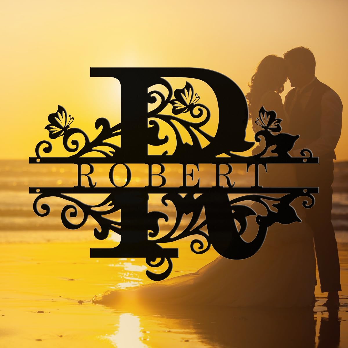 Custom Metal Signs | Metal Name Sign | Metal Wall Art Last Name Sign | Split Letter Monogram Wall Decor | Family Name Sign | Personalized Wedding Gift