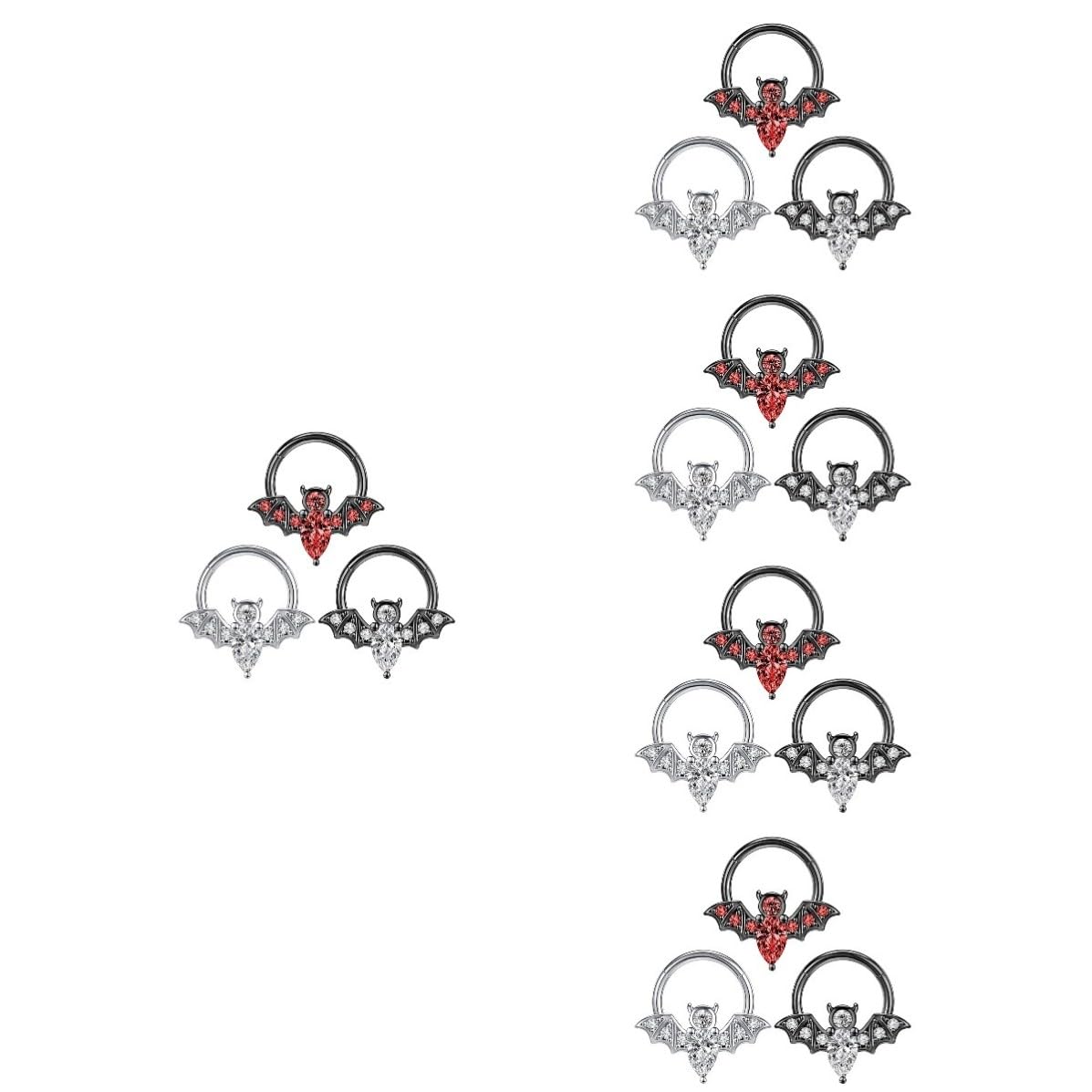 Uonlytech 15 Pezzi Anelli al Naso in Acciaio Inossidabile a Forma di Pipistrello, Design Unico e Lucido, Piercing Naso Chic per Donne in Occasione Regalo